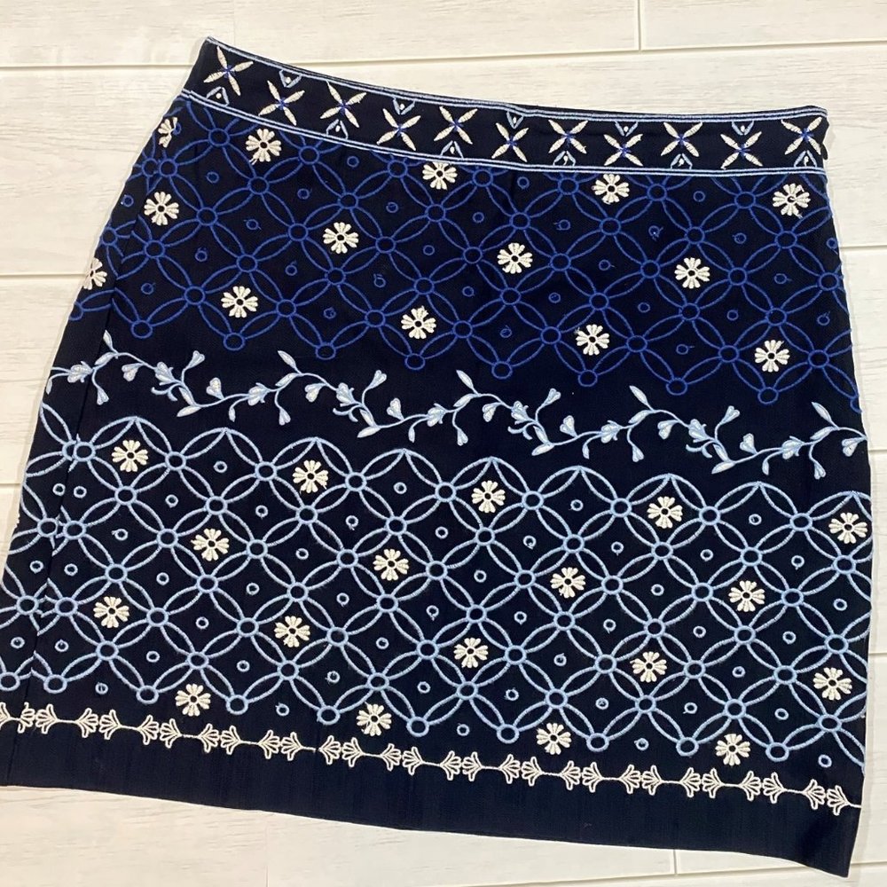 LOFT Embroidered Mini Skirt